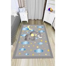 Gri Kaymaz Tabanlı Yıkanabilen Filli Bebek Halıları Ar772n11