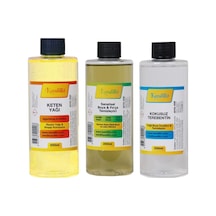 Kandillo Yağlı Boya Seti Yardımcı Malzemeler 3 X 250 Ml Terebentin Resim Keten Yağı Ve Fırça Te Tek Renk