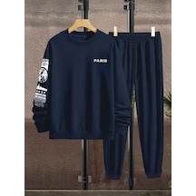 Paris Web Eşofman Takımı Sweatshirt Jogger - Lacivert Baskılı Oversize Şardonlu Bisiklet Yaka Lacivert Paris Web Eşofman Takımı Sweatshirt Jogger - Lacivert Baskılı Oversize Şardonlu Bisiklet Yaka Lacivert