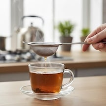 Paslanmaz Çelik Çay Süzgeci İnce Tel Örgü Bitki Çayı Ve Türk Çayı Süzgeci, Ergonomik Saplı, 5 Cm Filtre Çapı