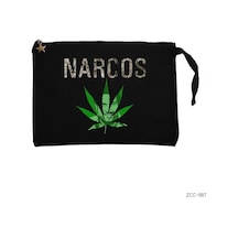 Zepplin Giyim Narcos Marijuana Siyah Clutch Astarlı Cüzdan / El Çantası Siyah