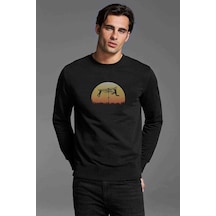 Silhouette Merry Go Sunset Baskılı Siyah Erkek Örme Sweatshirt (528979600)