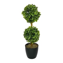 Yapay Ağaç Şimşir Top 2 Toplu 12x40cm Siyah Saksıda
