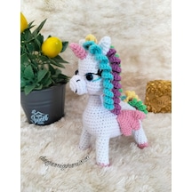 Unicorn tek boynuzlu oyuncak at amigurumi oyuncak bebek beyaz at