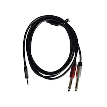 3.5 Mm Stereo To 2x 6.35 Mm Çivi Jak Profesyonel Amfi Mikser Telefon Ses Kablosu 1.8 Metre