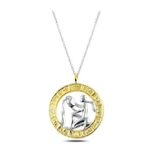 Hk Gümüş Kadın Kolye Gold Kova Burcu Gümüş Takı Hediyelik Ürünler-201804 Çok Renkli