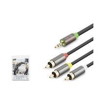 Hadron Hdx1064 3.5 Mm Trrs To 3 Rca Görüntü Ve Ses Kablosu 1.5 M - Siyah