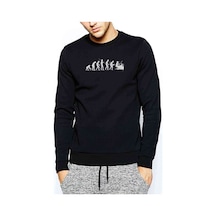 Evolutionthe Beat Of Evolution Baskılı Siyah Erkek Örme Sweat