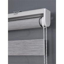 Ithal Kalın Gri Zebra Stor Güneşlik Perde Etek Düz Alüminyum Kasa Metal Ayak