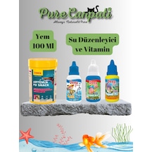 Purecanpati Akvaryum Bakım Seti Sera Artemia Yem 100 Ml + Vitamin + Su Düzenleyici + Antiklor
