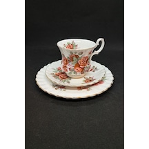 Yıldönümü Gülü Vintage Çay Fincanı 3 Parça 200 Ml