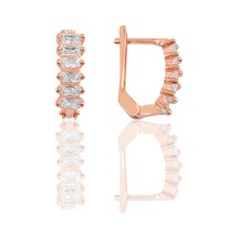 Gümüş Baget Taşlı Rose J Küpe Modeli Küpe N11.35743