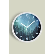 Soyut Gece Görüşü Modern Duvar Saati - 42cm - Önü Camlı Beyaz Kasa - Sessiz Mekanizma-jh0840 Beyaz