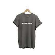 Motorsiklet Vites Geçişleri 1n23456 Şık Cool Motorcu Baskılı Regular Fit Bisiklet Yaka Gri T-shirt Gri