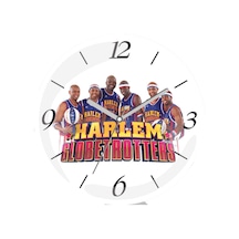 Harlem Globetrotters Basketbol Çap 30cm Sessiz Akar Bombeli Gerçek Cam Duvar Saati Siyah