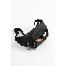 Özer-6036 Sanmorris Unisex Paraşüt Kumaş Koyu Gri Suya Dayanıklı 3 Bölmeli Siyah