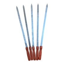 Mobilreyon- 5 Adet Ahşap Saplı Adana Kebap Kıyma Şişi-galvanizli Şiş 55 Cm