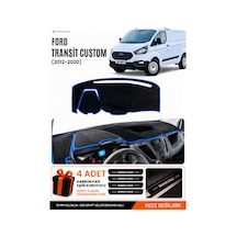 Ford Transit Custom 2012-2020 Uyumlu Torpido Örtüsü, Torpido Kılıfı - Siyah-mavi - Fo033