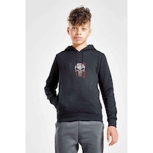 Tshirthane Dead Skull Baskılı Unisex Çocuk Kapüşonlu Siyah Sweatshirt (528747055)