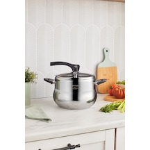 Emsan Retro Paslanmaz Çelik İndüksiyon Tabanlı Düdüklü Tencere 6 Litre Gümüş