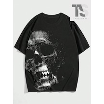 Startmore Goth Erkek Kafatası Baskılı Tişört Siyah