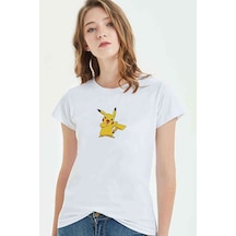 Pokemon Pikachu Baskılı Beyaz Kadın Tshirt