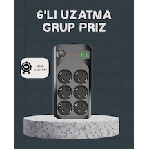 Termal Akım Korumalı 6 Lı Uzatma Priz Usb Type-c Hızlı Şarj 2500w 1097 M