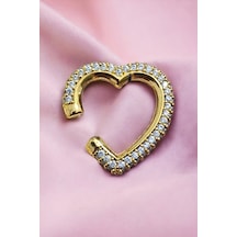 Zirkon Taşlı Kalp Earcuff Çok Renkli