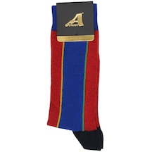 A Classe Renk Bloklu Kırmızı-Saks Mavi Erkek Çorap Kırmızı