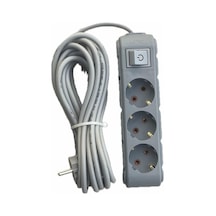 Ufo 3lü Anahtarlı Grup Priz 5 Metre 16a 250v, Üçlü Topraklı Uzatma Kablosu 5 Metre Gri Renk Sku: Zeusb0ftbwn14g 0.12 M