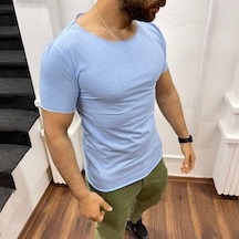 Açık Yaka Basic Tişört Bebe Mavi Mavi