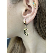 C Harfi, Balon Formlu, Paslanmaz Çelik Küpe 304, Altın Renk Altın C Harfi, Balon Formlu, Paslanmaz Çelik Küpe 304, Altın Renk Altın