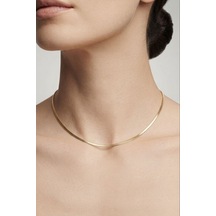 Balenbi Jewelry 14k Gold Renk 45 Cm Yılan Zincir Kararmaz Çelik Kadın Kolye 1173 Altın