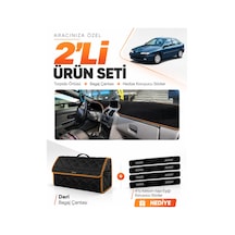 Renault Laguna 1 Aırbagli 2000-2007 Uyumlu Torpido Örtüsü + Deri Çanta Seti - Siyah Kahverengi