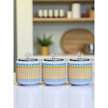 Kahve Köşesi - 1.4 L Geometrik Yonca Baharatlık Gümüş Mavi