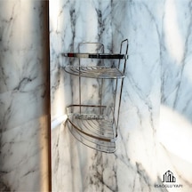 İsaoğlu Yapı Banyo Şampuanlık Gümüş Paslanmaz İkili Köşelik Modern Tasarım Gümüş