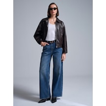 Dilvin 72072 Pamuk Kemerli Wide Leg Jean - Mavi