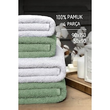 4 Lü Banyo Havlusu Takımı Soft Büyük Havlulu Pamuklu Havlu Seti 90x150 Cm Beyaz 001