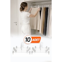 10 Adet Metal Pantolon Askısı Mandallı Klipsli Etek Askısı Dolap İçi Kıyafet Düzenleyici Diğer