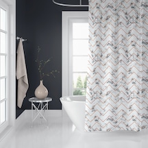 Zikzak Desen Banyo Perdesi, Mermer Desen Lüx Küvet Perdesi 180 Çok Renkli