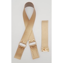 Angel Çanta Aksesuar 70x4 Cm Suni Deri Çanta Saplı Kapaklı Gold Renk Çanta Seti Light Gold Metalli