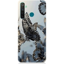 Realme 5 Pro Uyumlu Tül Kanatlı Kelebekler Desenli Silikon Kılıf