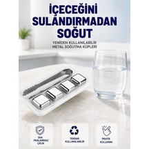 Mey İthalat Paslanmaz Çelikten Üretilmiş Metal Buz Küpü Seti Ve Buz Klipsi