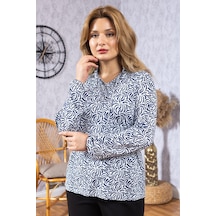 Mutlu City Yeni Model Yüksek Kalite Orta Yaş Anne Penye Bluz 6515 Mavi