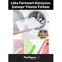 Premium Serisi Lüks Fermuarlı Koruyucu Leke Çıkartıcı Ayakkabı Çamaşır Yıkama Torbası Filesi 2 Adet Beyaz