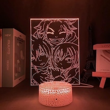Goldenqian Anime Fairy Tail Natsu 3d Lamba Gece Lambası Led Dokunmatik Sensör Gece Lambası Çocuk Odası Dekor Için R6zndy Siyah