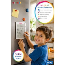 Manyetik Mini Sihirli Yazı Tahtası Silinebilir Lcd Yazı Tableti Mıknatıslı Kalemli 14 Cm Beyaz