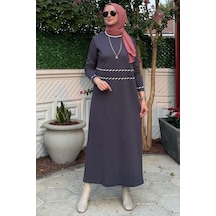 Rabia Şamlı Samanyolu Antrasit Triko Elbise Normal