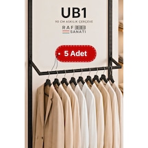 5 Adet - Ub1 90 Cm U Tipi Mağaza Askılığı 30 Cm Derinlik 40 Hatve - Konik Dikme Profil Uyumlu Elbise Askı Taşıyıcı Siyah