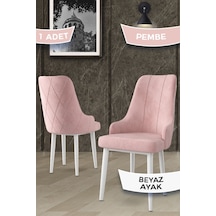 Canisa Concept Trex Serisi 1.sınıf Babyface Kumaş 1 Adet Pembe Sandalye Beyaz Metal Ayak Sandalye Pembe Ayakları Beyaz